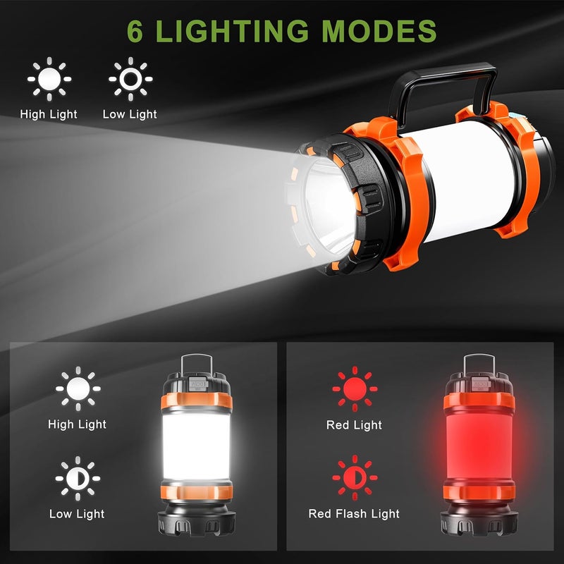 AlpsWolf Camping Lantern Rechargeable , Camping Flashlight 4000 Capacity, 6 Modes, IPX4 Waterproof, Led Lantern Camping, Hiking, Outdoor Recreations, Orange 1 Pack - Image 3
